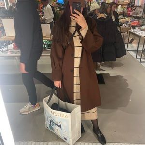 Massimo Dutti wool coat with pleated sleeves